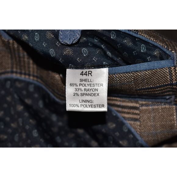 CROWN & IVY $200‎ Brown Blue Glen Plaid Two Button Sport Coat Men's 44R - Picture 5 of 6